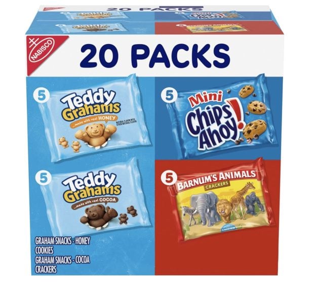 Nabisco Fun Shapes Variety Pack, Barnum's Animal Crackers, Teddy Grahams and CHIPS AHOY! Cookies, 20 Snack Packs